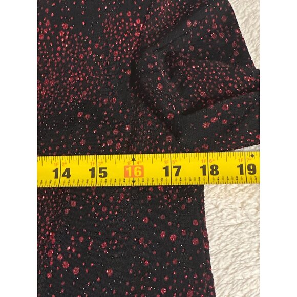R & M Collection Women Knit Top Jacket Combo Blk Red Sparkle Evening Sweater Med - Picture 10 of 12